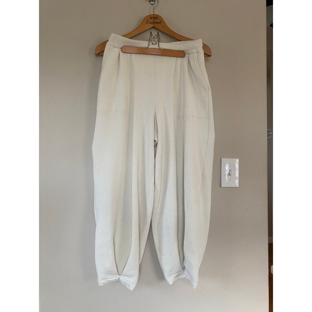 Free People Beach Freya Knit Elastic Balloon Pants Womens L Ivory Pull On